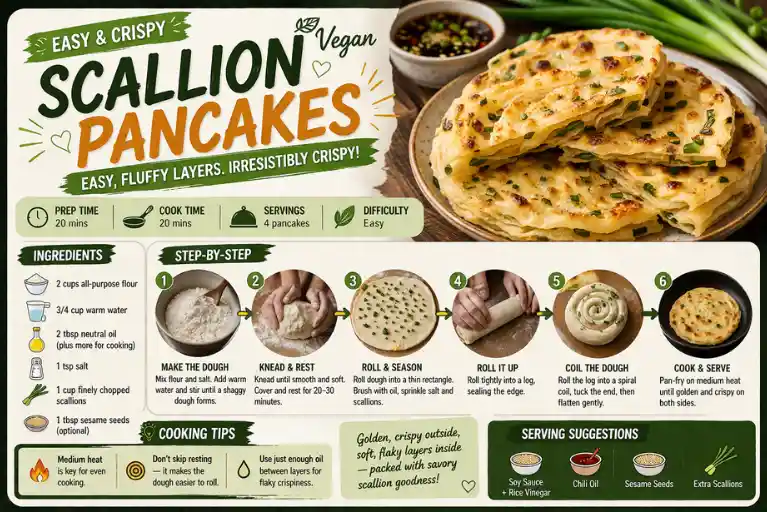 Recipe Card – Easy Vegan Scallion Pancakes Recipe (Easy & Crispy)