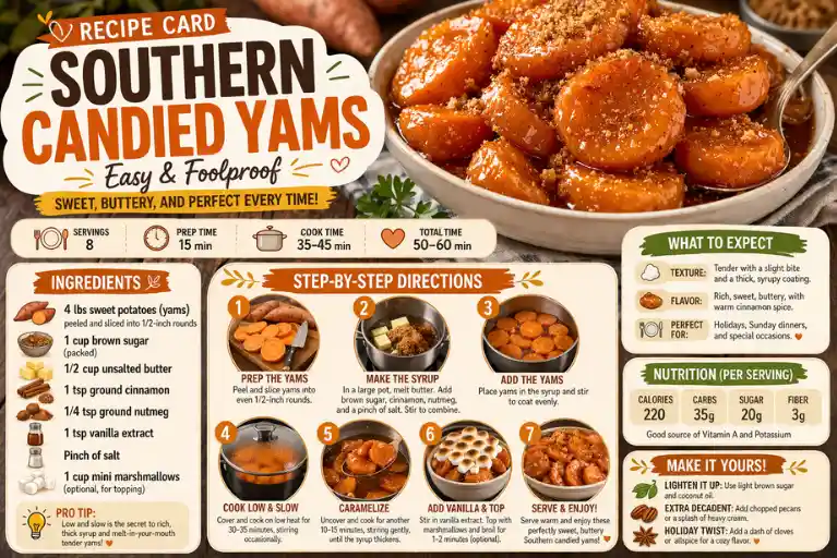 Recipe Card – Southern Candied Yams (Easy & Foolproof)