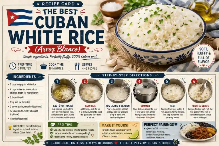 Recipe Card — Best Cuban White Rice Recipe (Arroz Blanco)