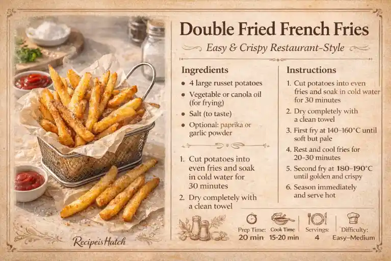 Recipe Card — Double Fried French Fries (Crispy Restaurant-Style Fries)