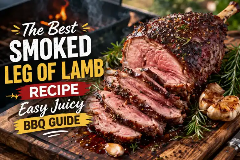 Smoked leg of lamb sliced juicy BBQ style